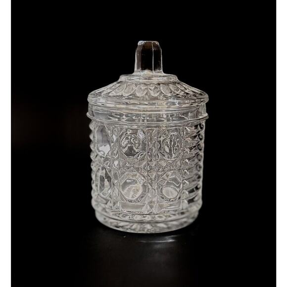 Vintage 1974 Federal Glass Windsor Clear Jam Jar or Sugar With Notched Lid - Picture 2 of 7